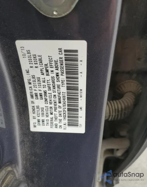 2014 Honda Accord Sport z USA, uszkodzony, nr VIN 1HGCR2F57EA046672